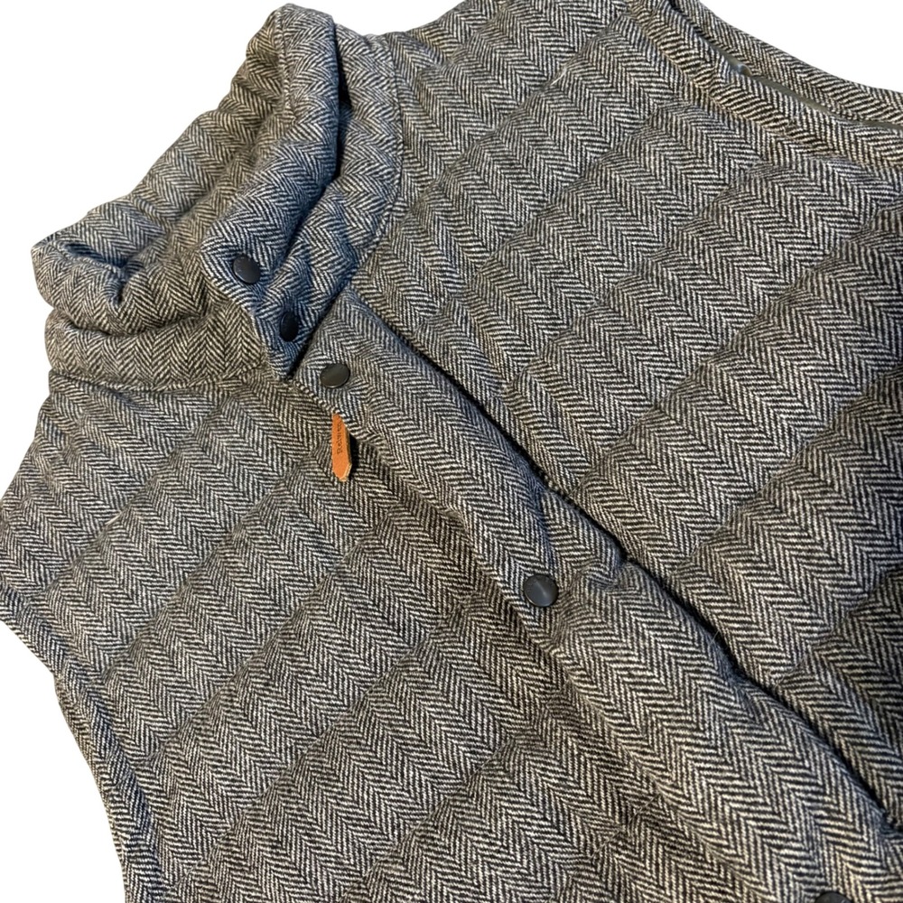 Relwen Quilted Down Vest Men L Gray Herringbone Wool Blend Puffer Vest Huckberry